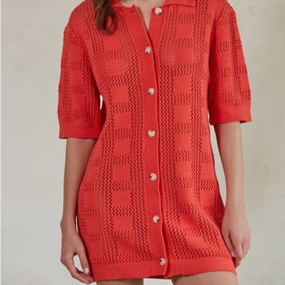 Coral Orange Knit Mini Dress